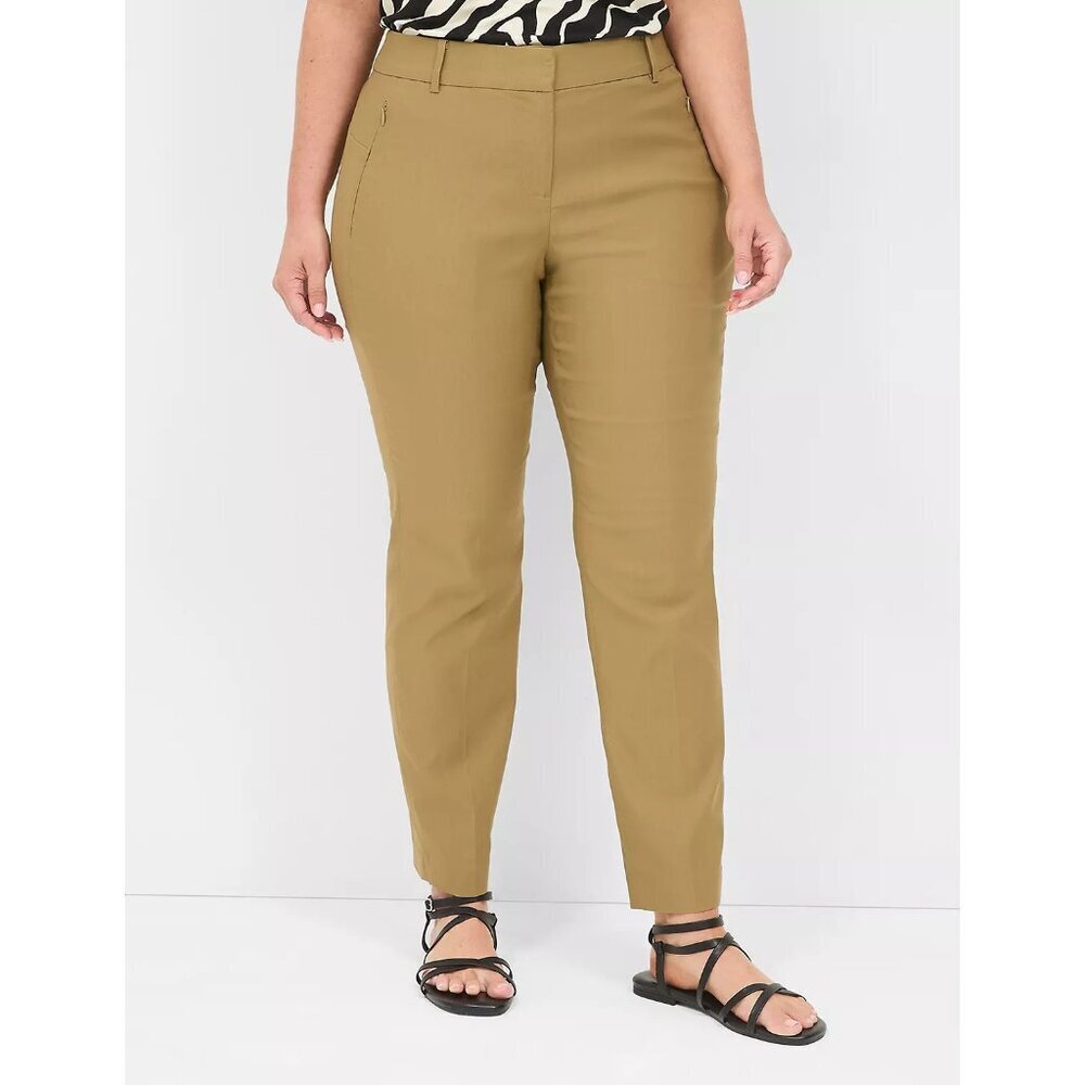 Lane Bryant Womens Size 18 Mid Rise The 4-Season Slim Ankle Pants in Tan $79